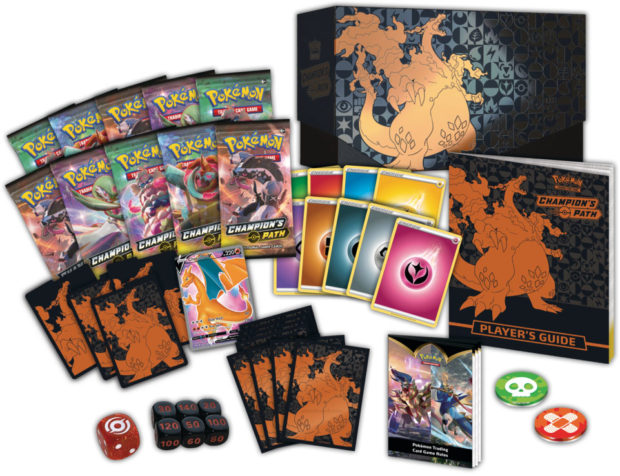 contents of the Pokemon TCG Champion's Path Elite Trainer Box